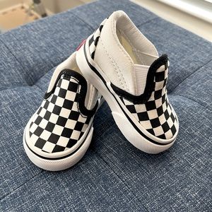 Vans Skate Checkered Black/White Slip-On Toddler Baby Shoes Size 2 US